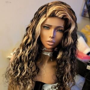 BALAYAGE RAW INDIAN HUMAN HAIR WAVY LACE CLOSURE WIG